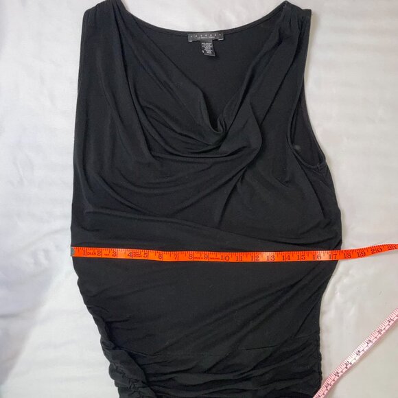 Laundry by Shelli Segal Jersey Top Black Sleeveless Hip Rouching Size M - Picture 5 of 8
